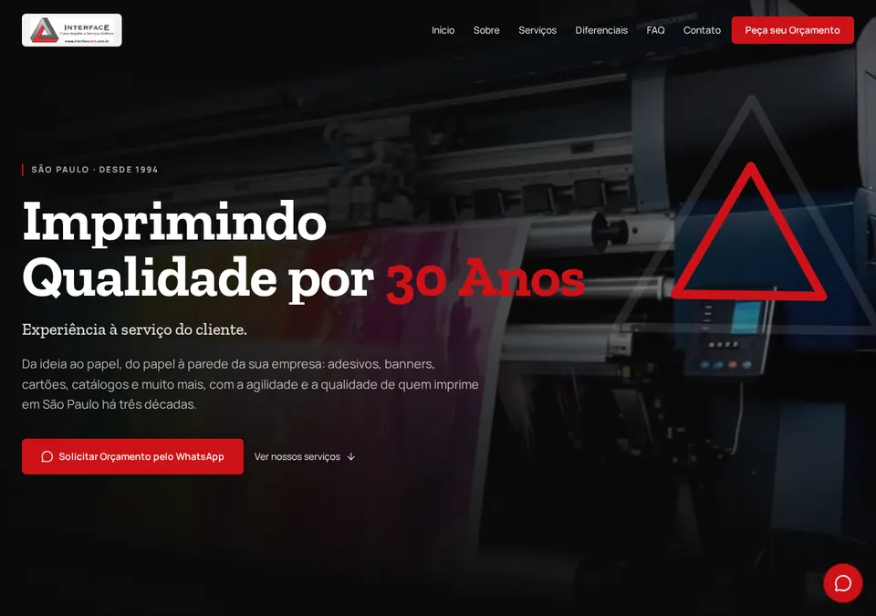 Página inicial do projeto Gráfica Interface