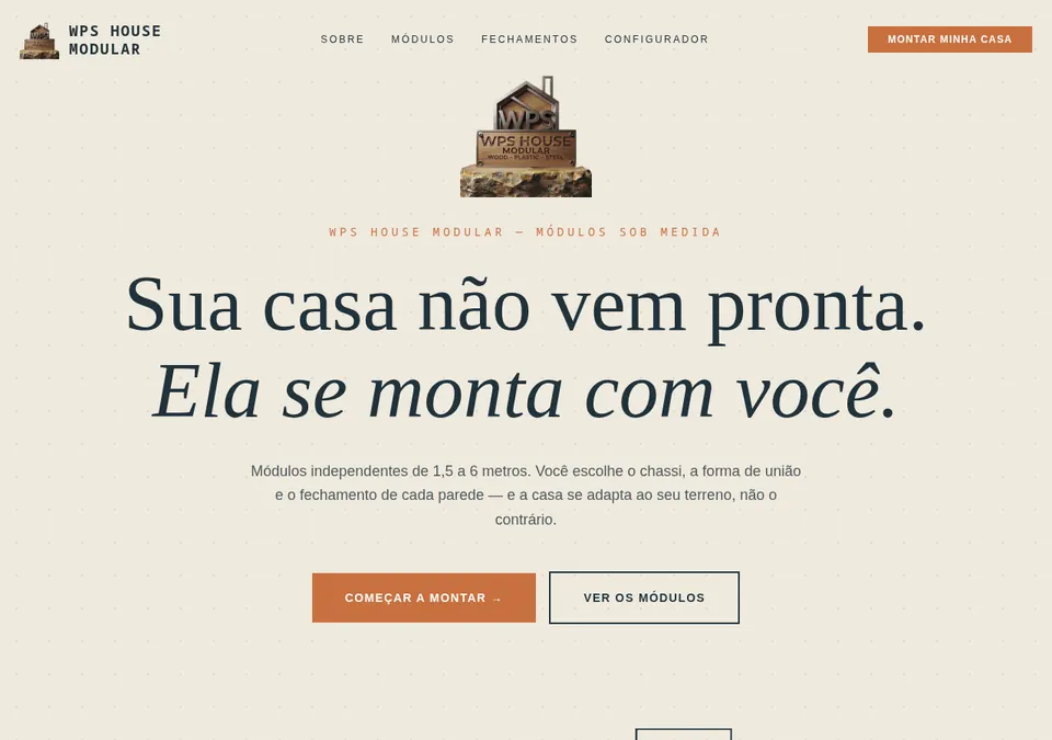 Página inicial do projeto WPS House Modular