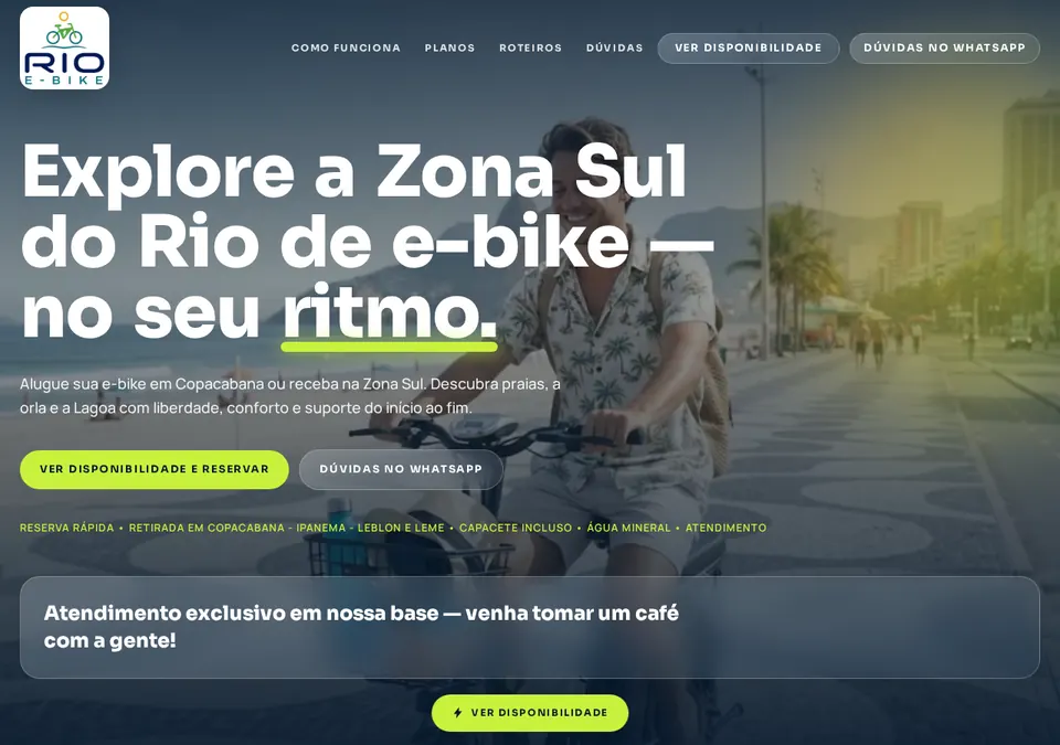 Página inicial do projeto Rio E-Bike