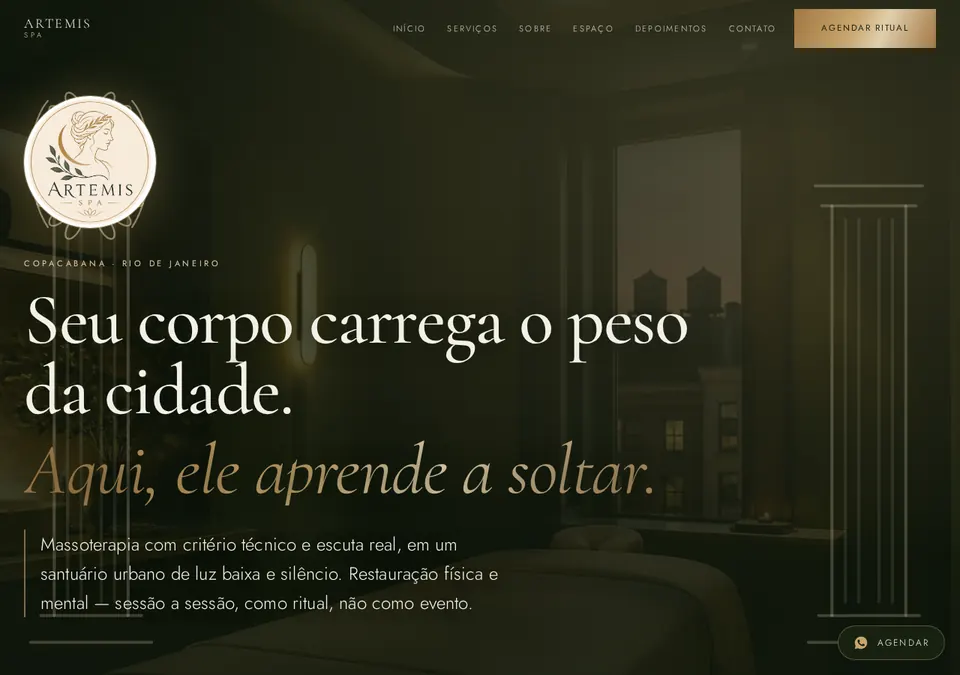 Página inicial do projeto Artemis Spa