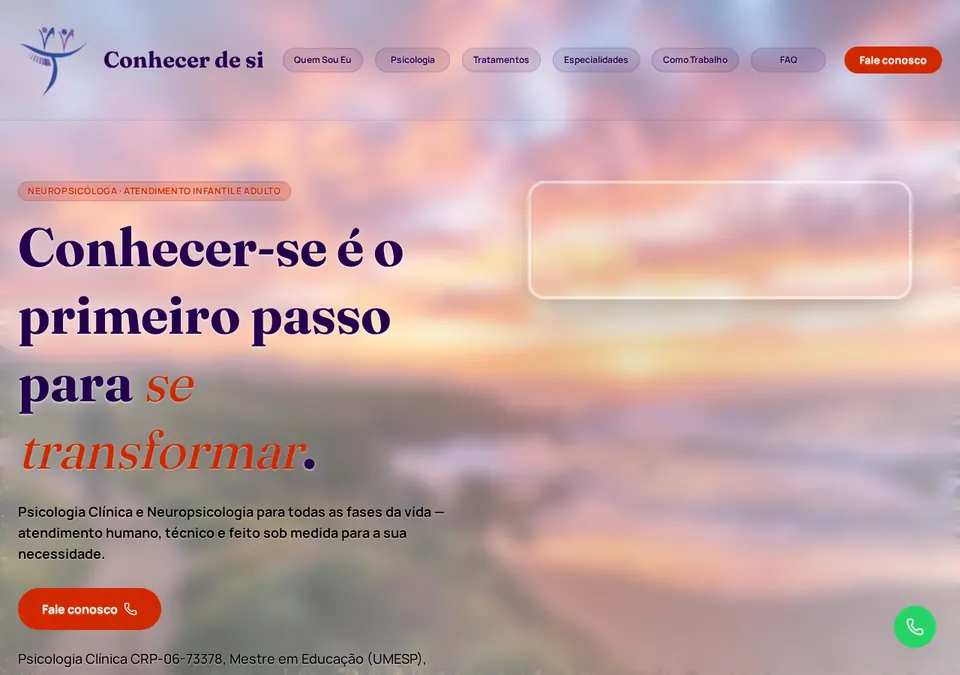 Página inicial do projeto Conhecer de Si