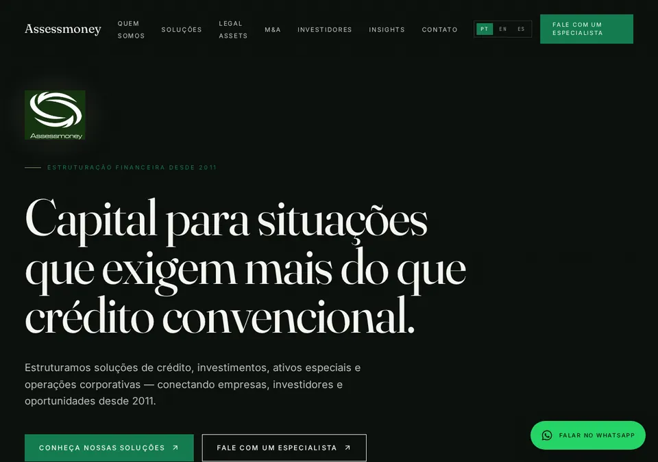 Página inicial do projeto Assessmoney