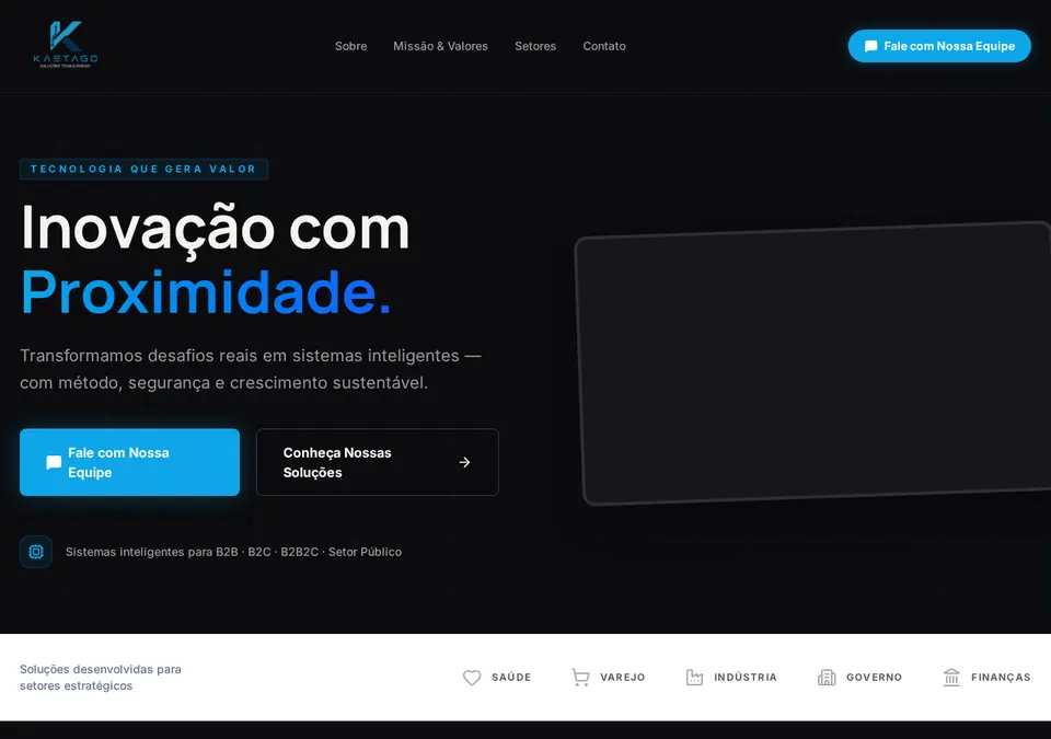 Página inicial do projeto KAETAGO