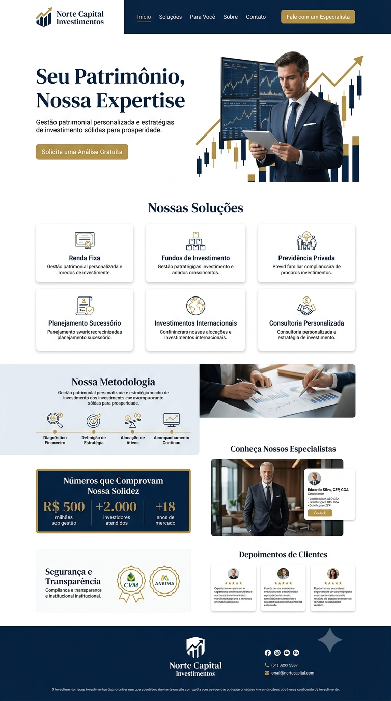 Modelo conceitual de landing page para Investimentos