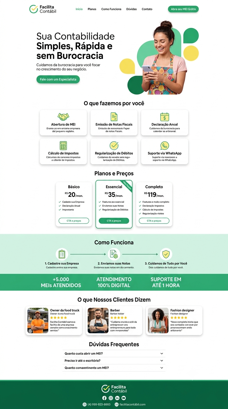Modelo conceitual de landing page para Contabilidade & MEI