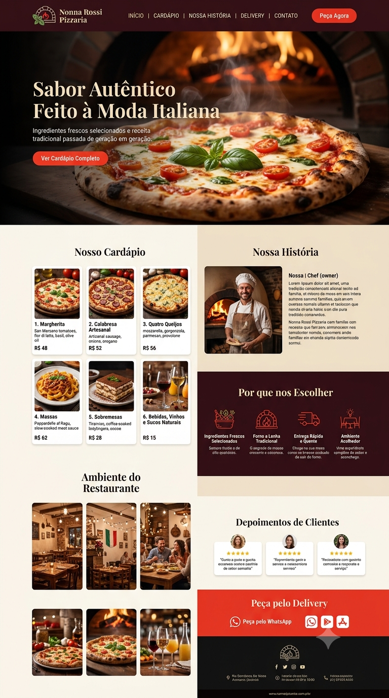 Modelo conceitual de landing page para Restaurantes & Gastronomia