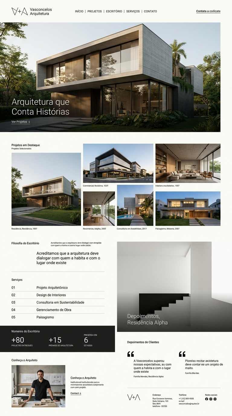 Modelo conceitual de landing page para Arquitetura & Design