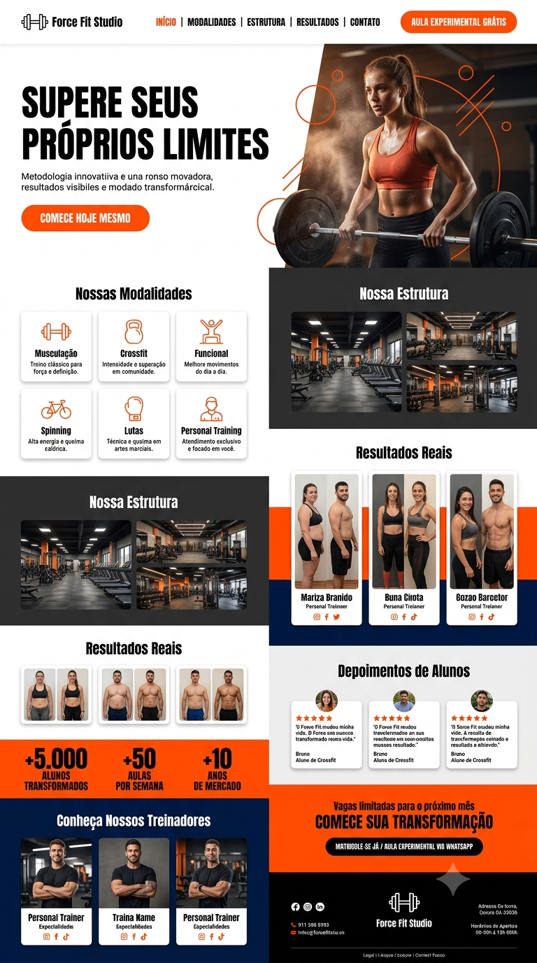 Modelo conceitual de landing page para Fitness & Wellness