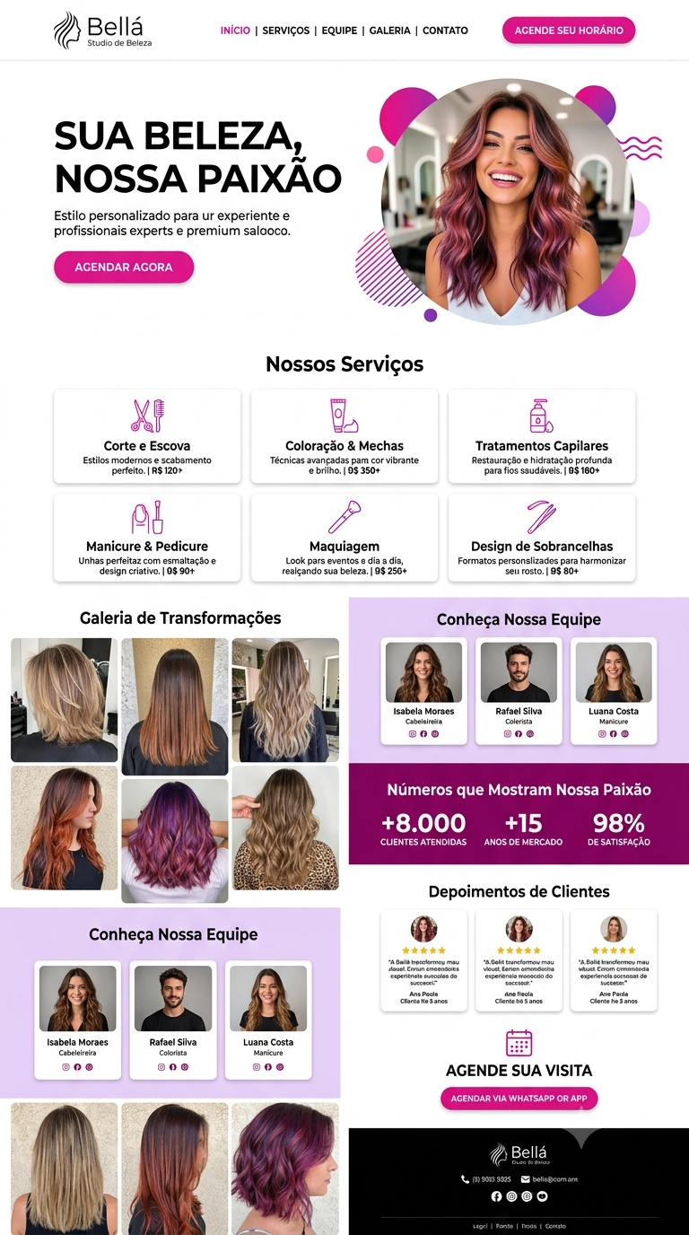 Modelo conceitual de landing page para Salão de Beleza