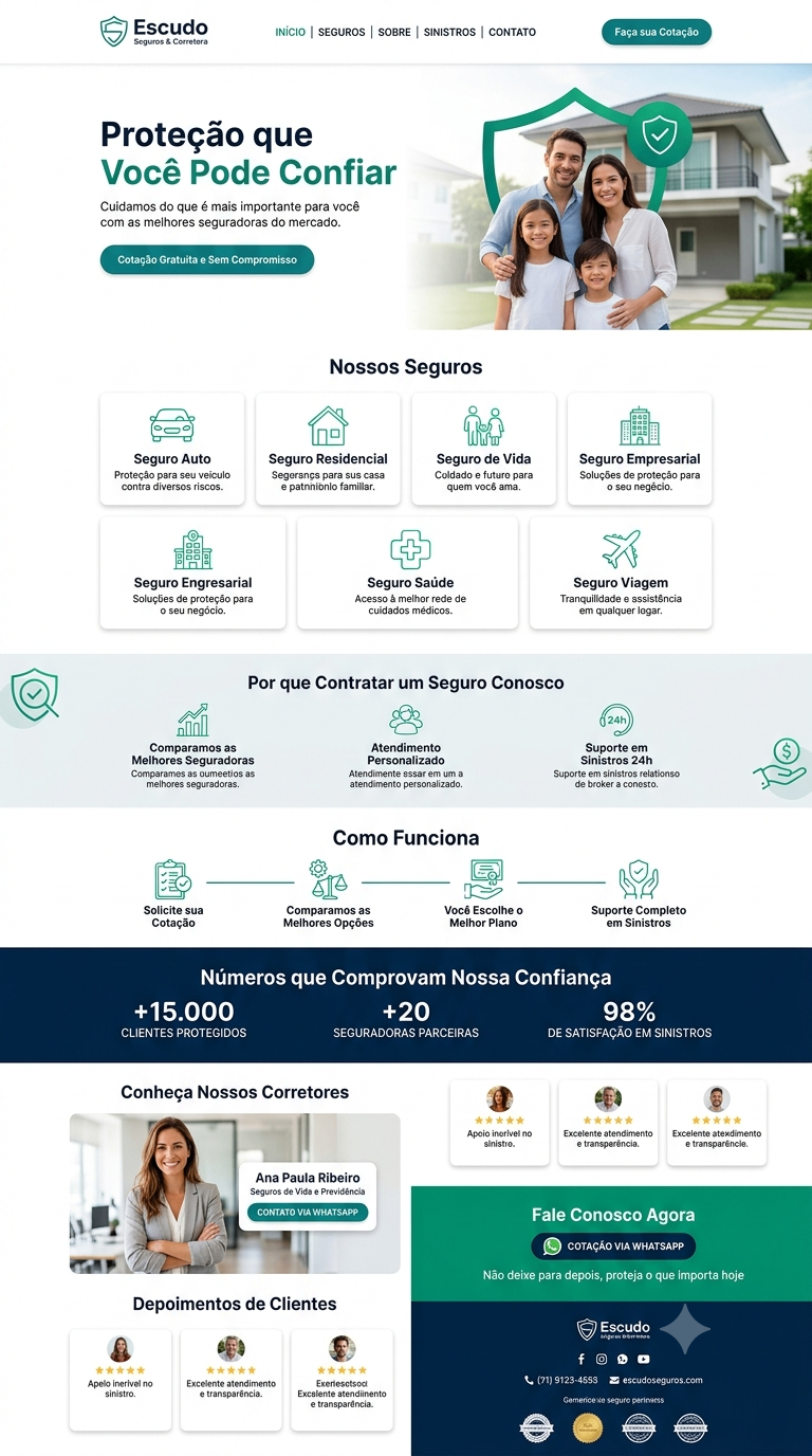 Modelo conceitual de landing page para Seguros & Corretora